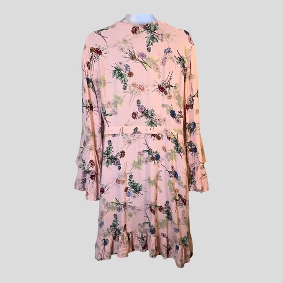 Scoop NYC  Floral Wrap Dress Blush Pink Wildflower Ruffle Long Sleeve Size 3X - Picture 5 of 12